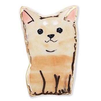 清水焼帯留（チワワ）【馬籠静】