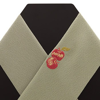 ワンポイント刺繍半衿(幸運のりんご)【銀座いち利オリジナル】