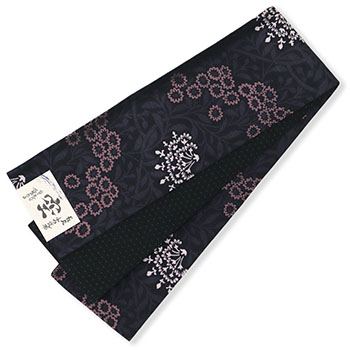 仕立て上がり小袋帯（草花文）『空』(黒): 帯｜着物（きもの）・和服