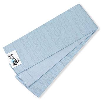 仕立て上がり小袋帯（波横段）『愛』(水色): 帯｜着物（きもの）・和服