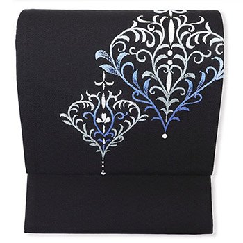 相良刺繍袋帯（アラベスク）：黒【蒋雪英】: 帯｜着物（きもの）通販 