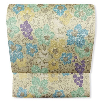 西陣袋帯（葡萄唐草）【岡文織物】