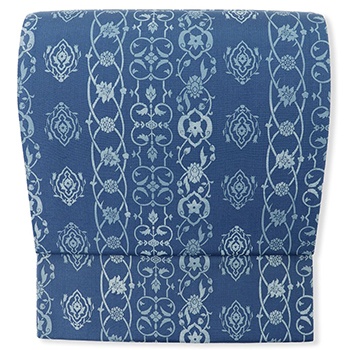 結城紬地袋帯（藍染/花唐草）