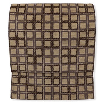 西陣袋帯（市松）『黄金ムガ』【桜井】