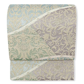 輪奈織西陣袋帯（道長取り花唐草）【有栖川織物】