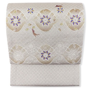 刺繍袋帯（猫に丸華文）