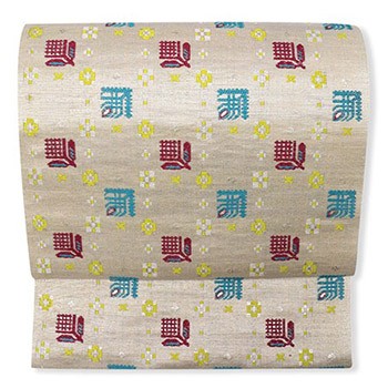 西陣九寸名古屋帯(幾何市松)【鹿子井山田】