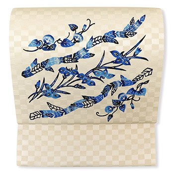 琉球紅型九寸名古屋帯（草花）