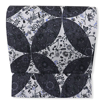 染め結城紬九寸名古屋帯（七宝）