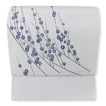 京友禅九寸名古屋帯（浜つむぎ地/花木）【二代目 上野為二】