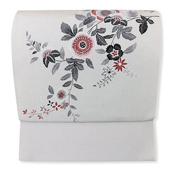 京友禅九寸名古屋帯（浜つむぎ地/草花）【二代目 上野為二】