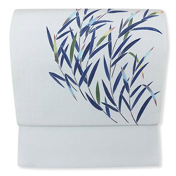 京友禅九寸名古屋帯（浜つむぎ地/笹）【二代目 上野為二】