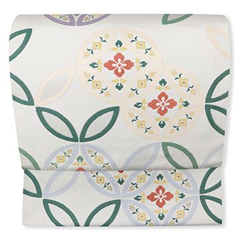 西陣九寸名古屋帯（花七宝）【山田織物】