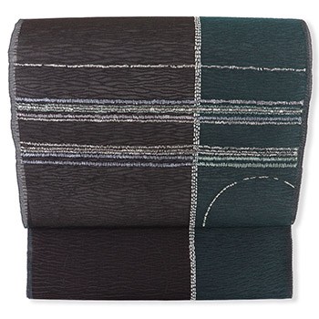 西陣夏九寸名古屋帯（縞に円）『涼彩』【西陣まいづる】