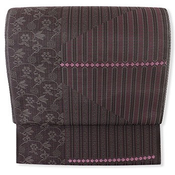 西陣夏九寸名古屋帯（斜め格子）『利休』【西陣まいづる】