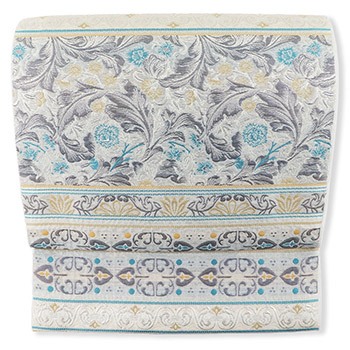 ふくれ織九寸名古屋帯（欧風唐草段文）