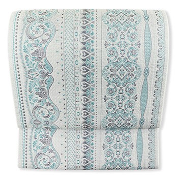 ふくれ織九寸名古屋帯（欧風唐草間道）