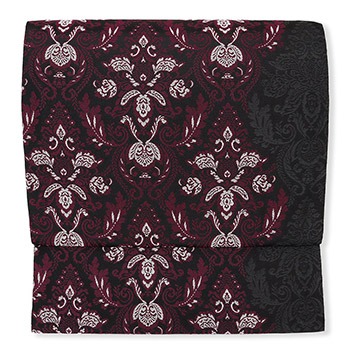 西陣御召地九寸名古屋帯（ダマスク）