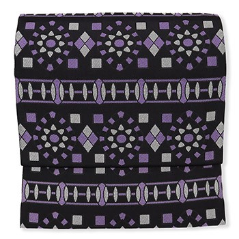 西陣御召地九寸名古屋帯（横段幾何）