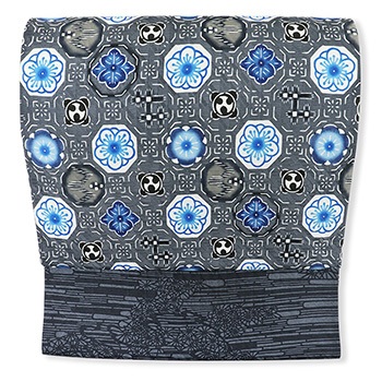 琉球紅型九寸名古屋帯(梅に絣)【城間栄順】