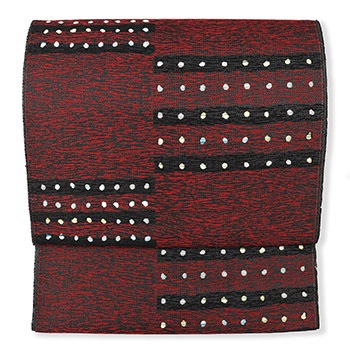 西陣九寸名古屋帯(市松取り横段丸紋)【酒井守】