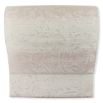 西陣九寸名古屋帯（欧風更紗）【大光織物】(白×桃（銀）): 帯｜着物