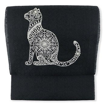 刺繍九寸名古屋帯（猫）【大光織物】