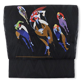 刺繍九寸名古屋帯（競馬）【大光織物】