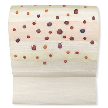 西陣紗八寸名古屋帯（横段に水玉）『手おり櫛織』【都】