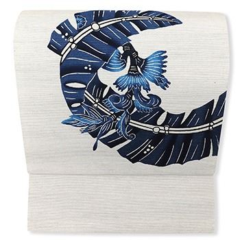 久米島紬八寸名古屋帯（芭蕉葉）『沖縄びんがた』【城間栄順】