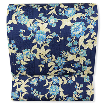 染め博多八寸名古屋帯（花唐草）【井上絹織×岡重】