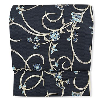 牛首八寸名古屋帯（花唐草）【白山工房×岡重】