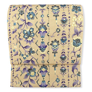 牛首八寸名古屋帯（更紗間道）【白山工房×岡重】