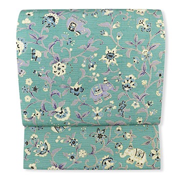 牛首八寸名古屋帯（象更紗）【白山工房×岡重】