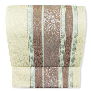 博多八寸名古屋帯（鳥更紗間道）【森博多織】