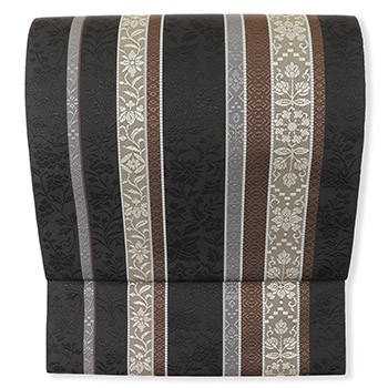 博多八寸名古屋帯（唐花間道）【森博多織】