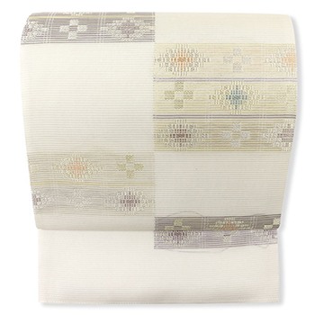 新品 仕立て上がり夏袋帯(モザイク)【橋本テル織物】