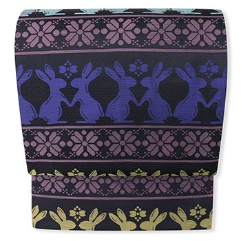 新品 仕立て上がり九寸名古屋帯（うさぎ横段）