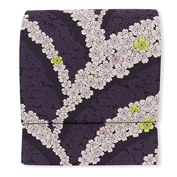 新品 仕立て上がり西陣九寸名古屋帯（小桜）【佐々木染織】(紫): 帯