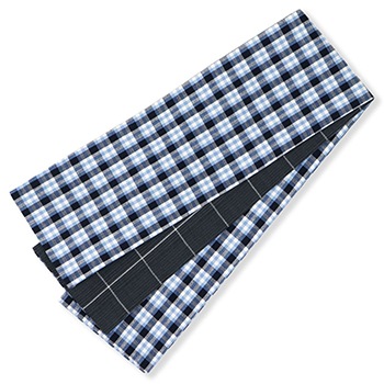 新品　仕立て上り 片貝木綿　単　仕付糸付き 仕立て上がり片貝木綿半巾帯（タータンチェック）【加藤萬】(ブルー