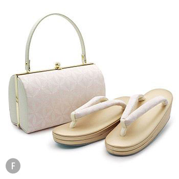 草履バッグセット(変わり七宝)【白梅】