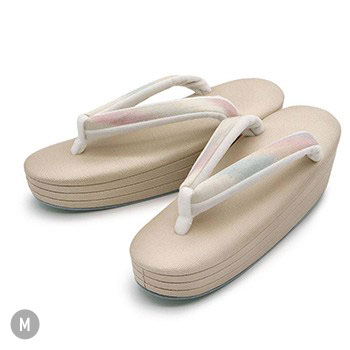 三枚芯草履（紬地）【白梅】