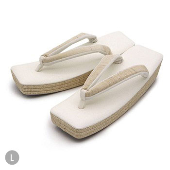 スクエア型草履（紬地風）【白梅】