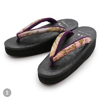 カフェ草履（ブラック/牡丹）【カレンブロッソ×小室庵】