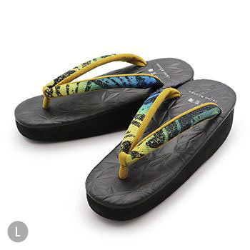 カフェ草履（ブラック/ステンドグラス）【カレンブロッソ×小室庵】