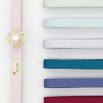 帯留付き三分紐帯締（プティフラワー/ゴールド）【大原商店】