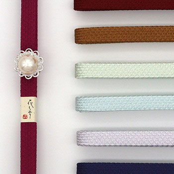 帯留付き三分紐帯締（プティフラワー/シルバー）【大原商店】