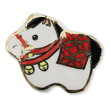 清水焼帯留（土鈴午）【馬籠静】