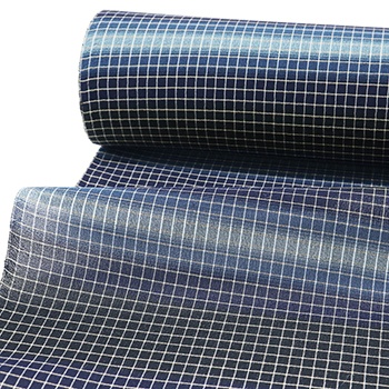 夏伊那紬（格子に横段ぼかし）【久保田織染】