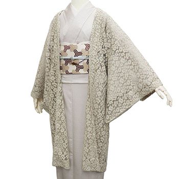 レース羽織（レオパード）『ふわり』【いち利モールオリジナル】（Fサイズ / ベージュ）